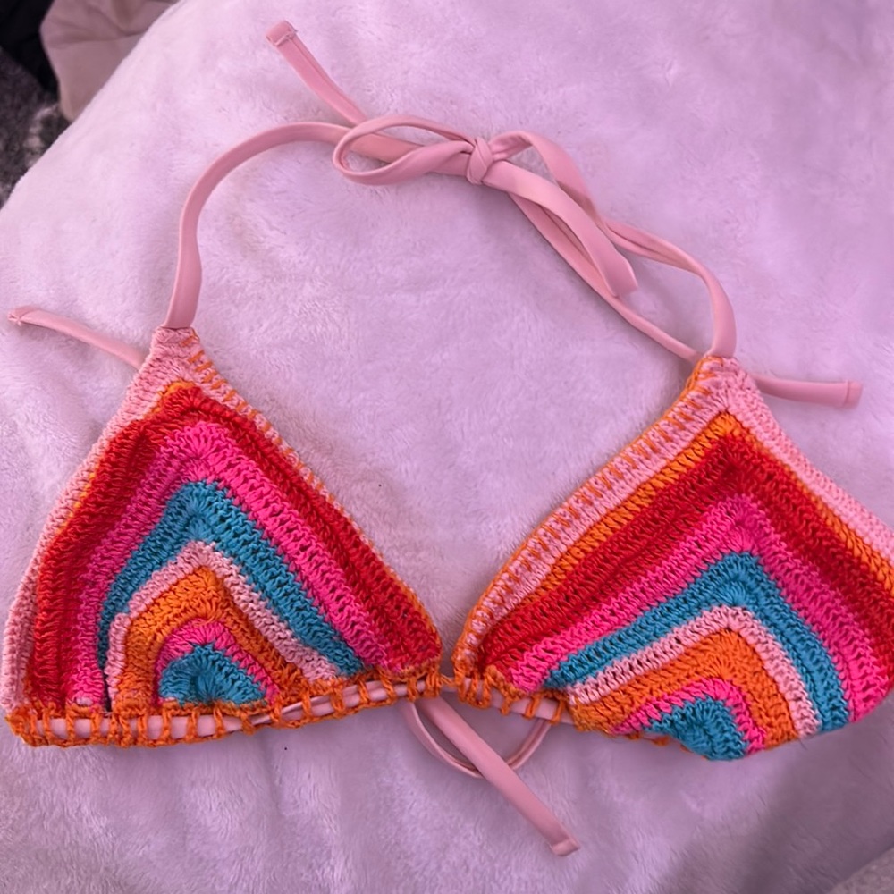 knitted tie bikini top